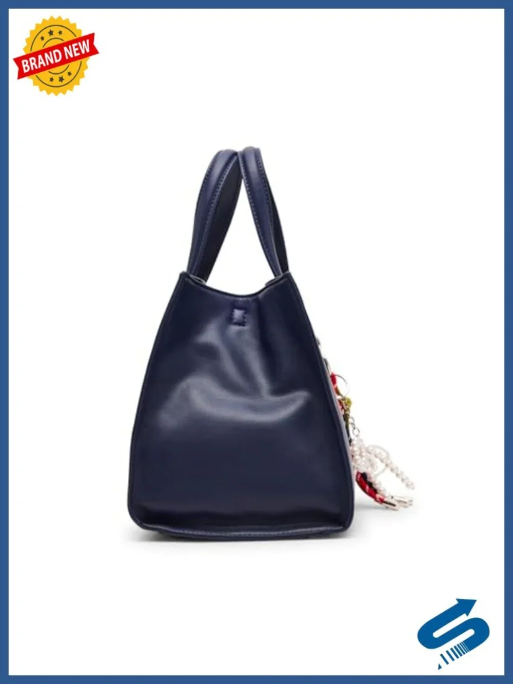 Faux Leather Satchel with Charms Crossbody Bag